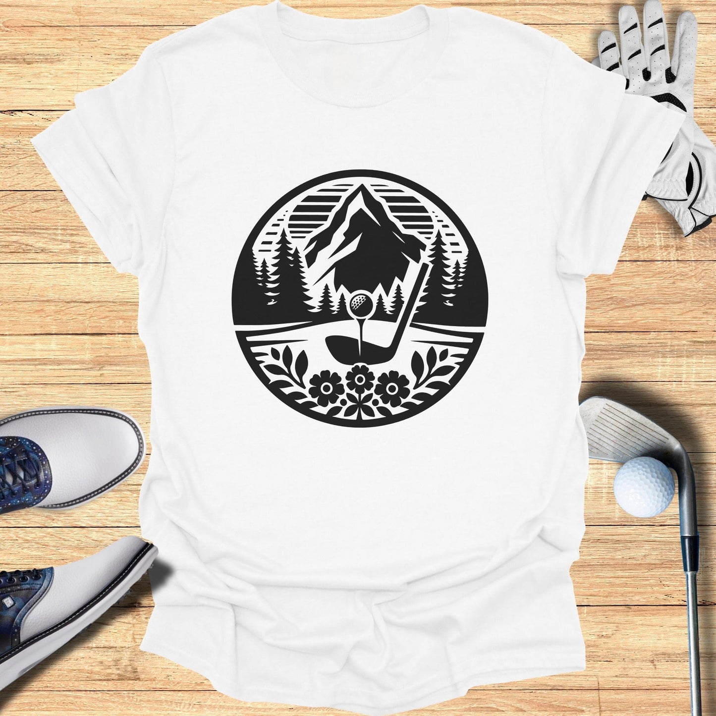 Scenic Mountain Golf Themed Graphic Tee