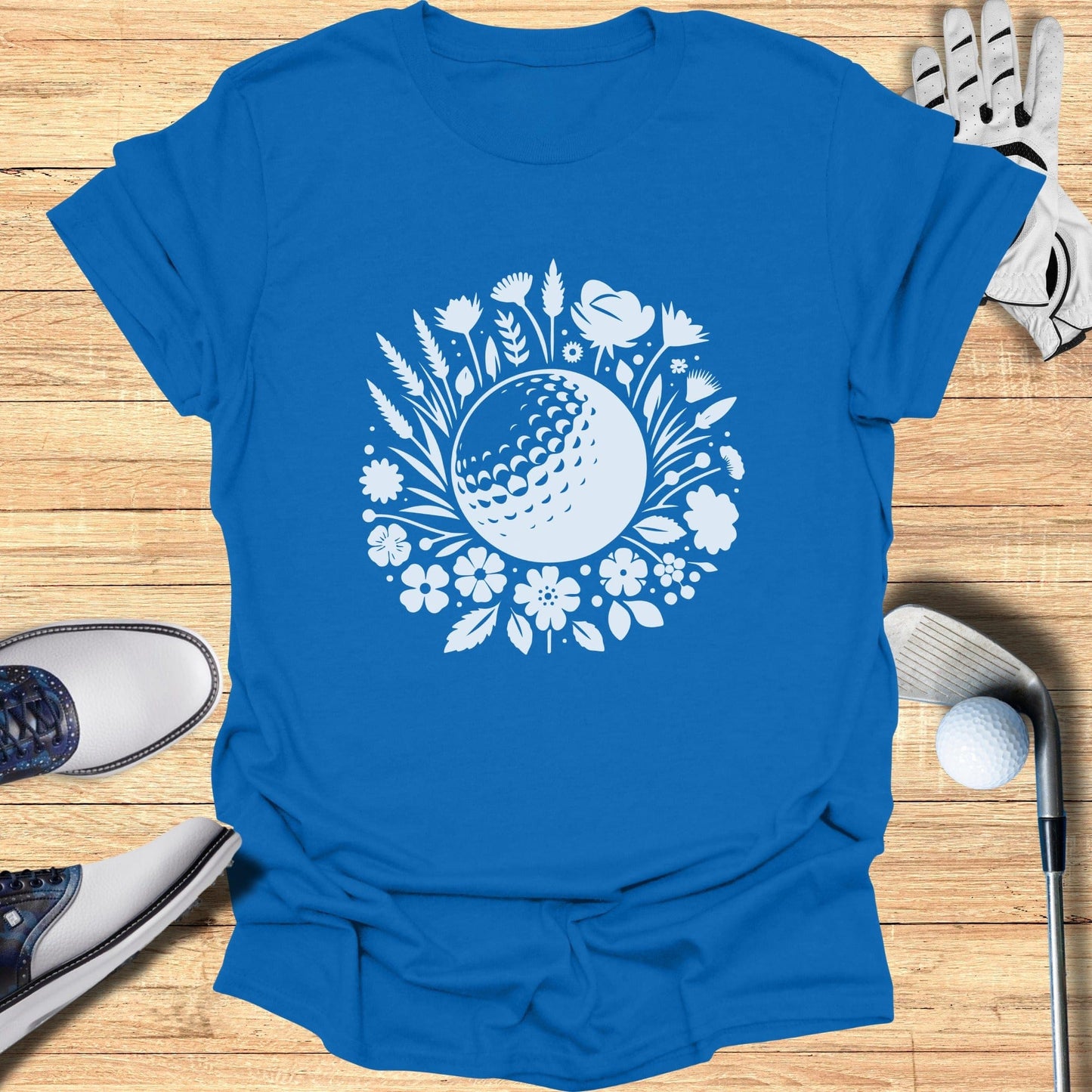 Golf Ball Surrounded By Flowers Graphic T-shirt
