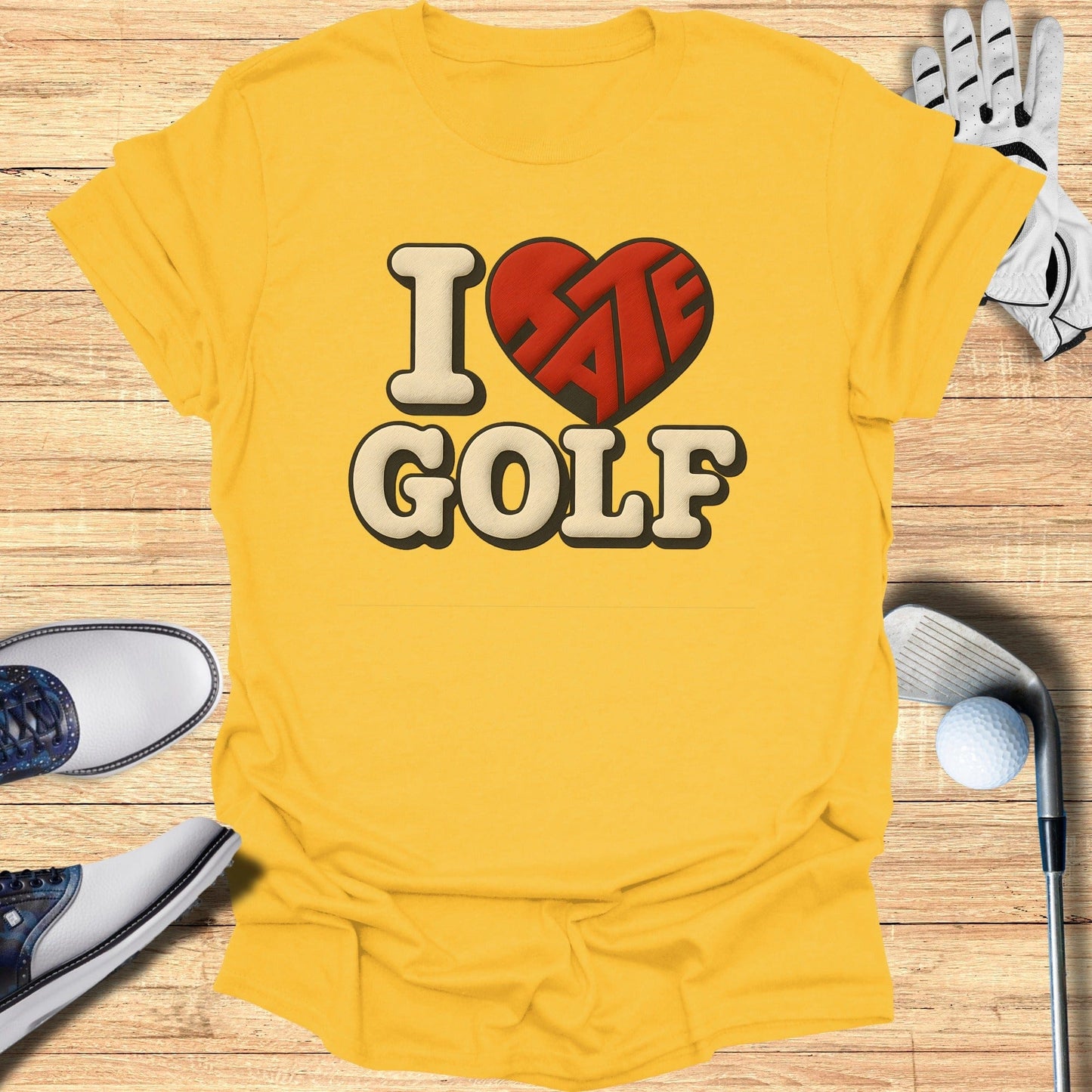 I Hate Golf Funny Statement Tee Shirt Fun Gift Design