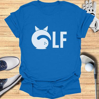 Blue T-Shirt with Whimsical Golf Logo Design