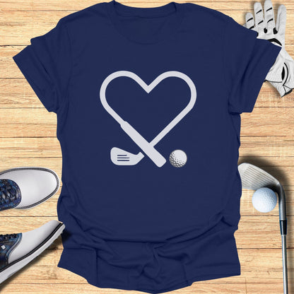 Heart and Golf Clubs Graphic Printed T-Shirt