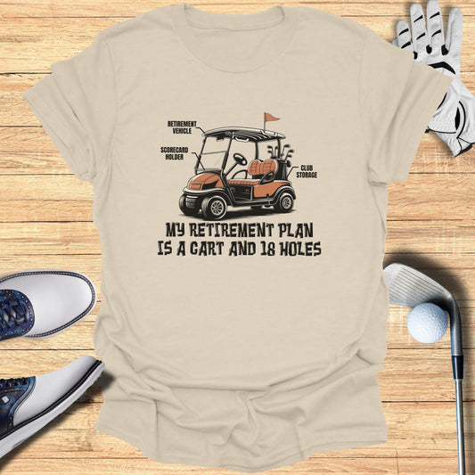 Golf cart graphic with text "MY RETIREMENT PLAN IS A CART AND 18 HOLES".