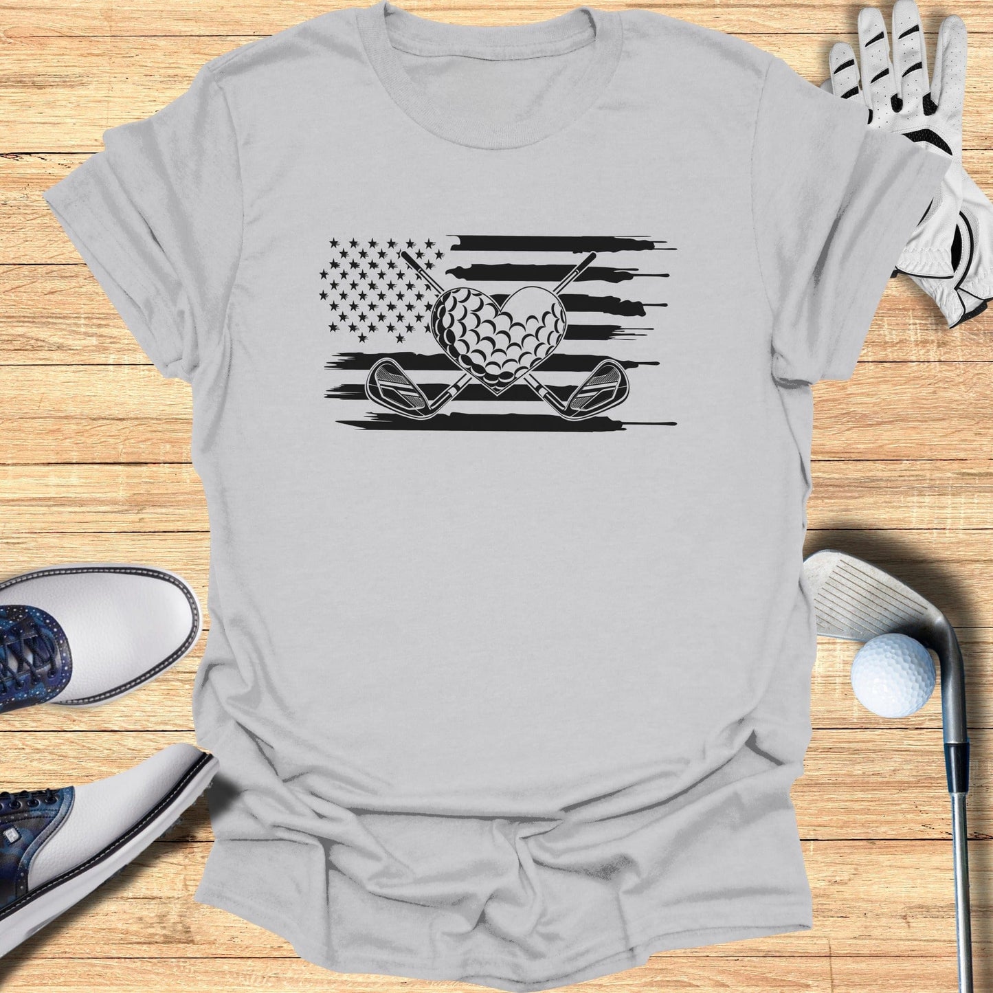 American Flag Golf Themed T-Shirt Sports Fan Item
