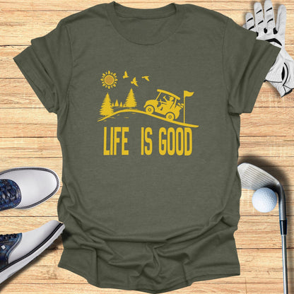 Life Is Good Golf Cart Graphic Tee Shirt