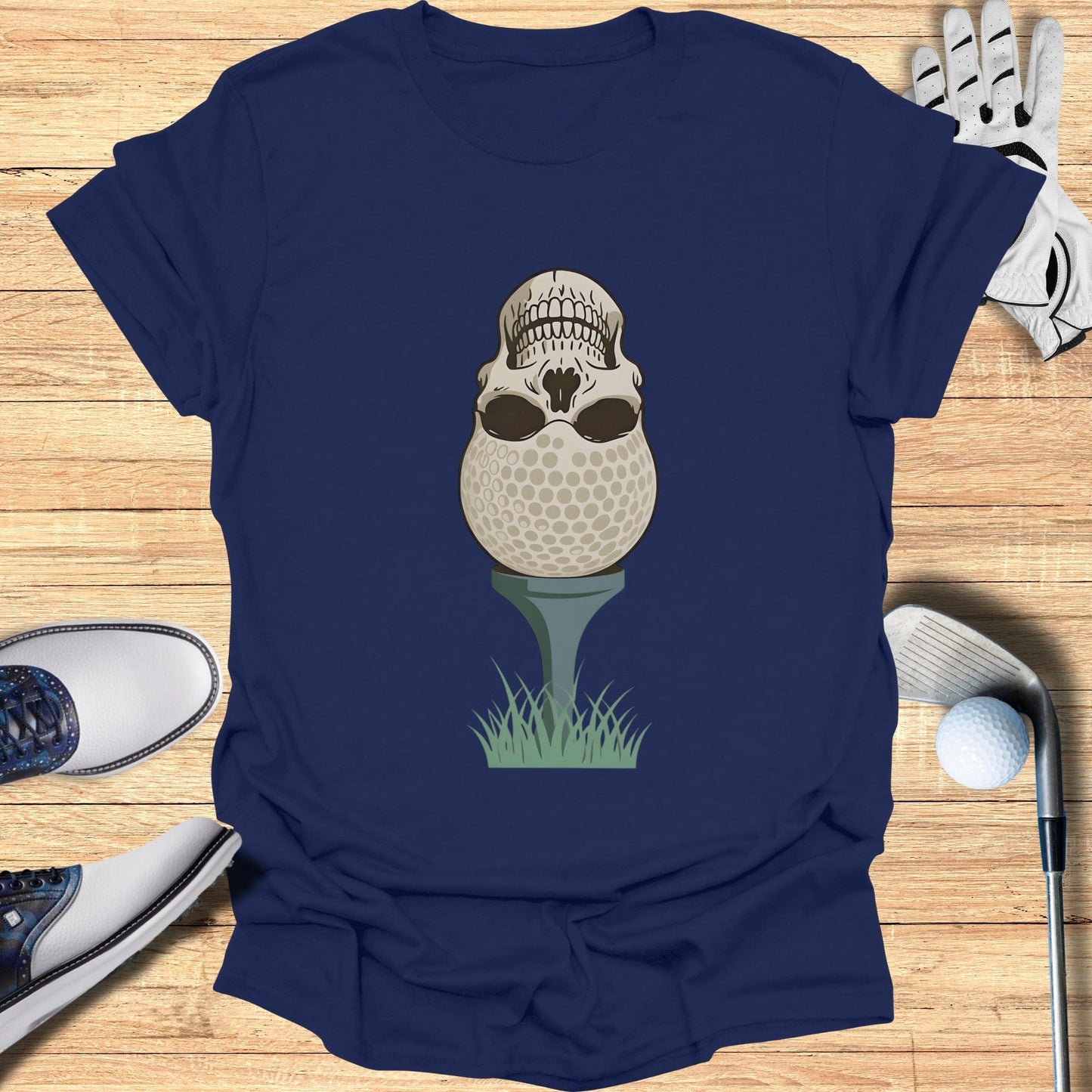 Skull Golf Ball Tees Off Graphic Tee Shirt