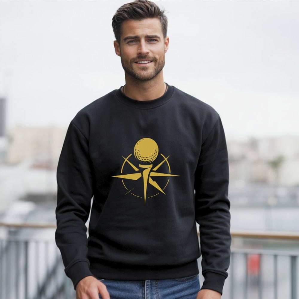 Stylish Golden Golf Ball Design on Men's Sweatshirt