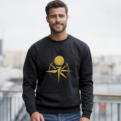 Stylish Golden Golf Ball Design on Men's Sweatshirt