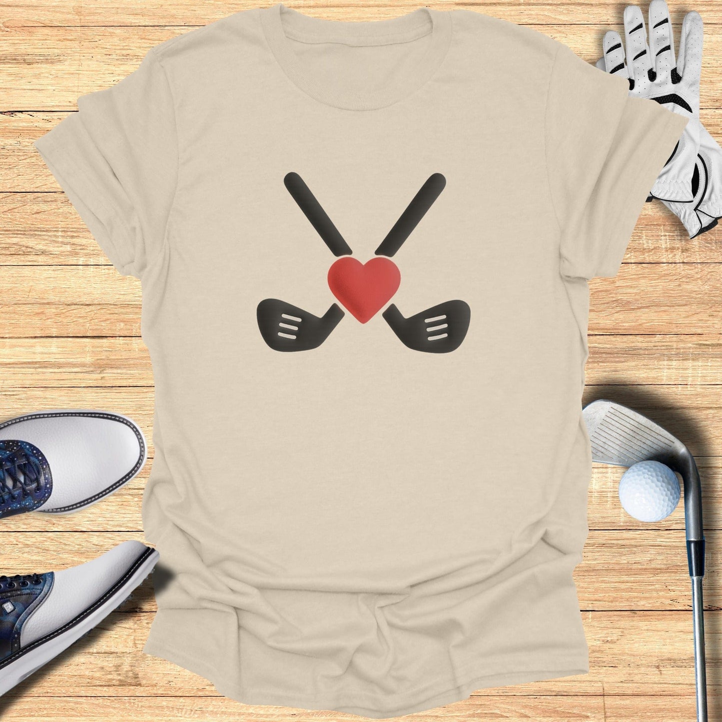 Heart and Crossed Putters Golf T-Shirt