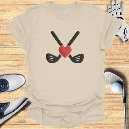 Heart and Crossed Putters Golf T-Shirt