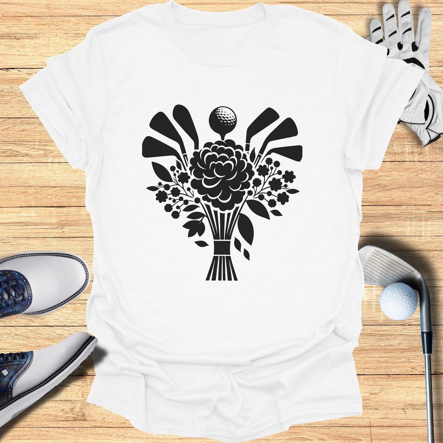 Unique Bouquet Golf Clubs Graphic Tee Shirt