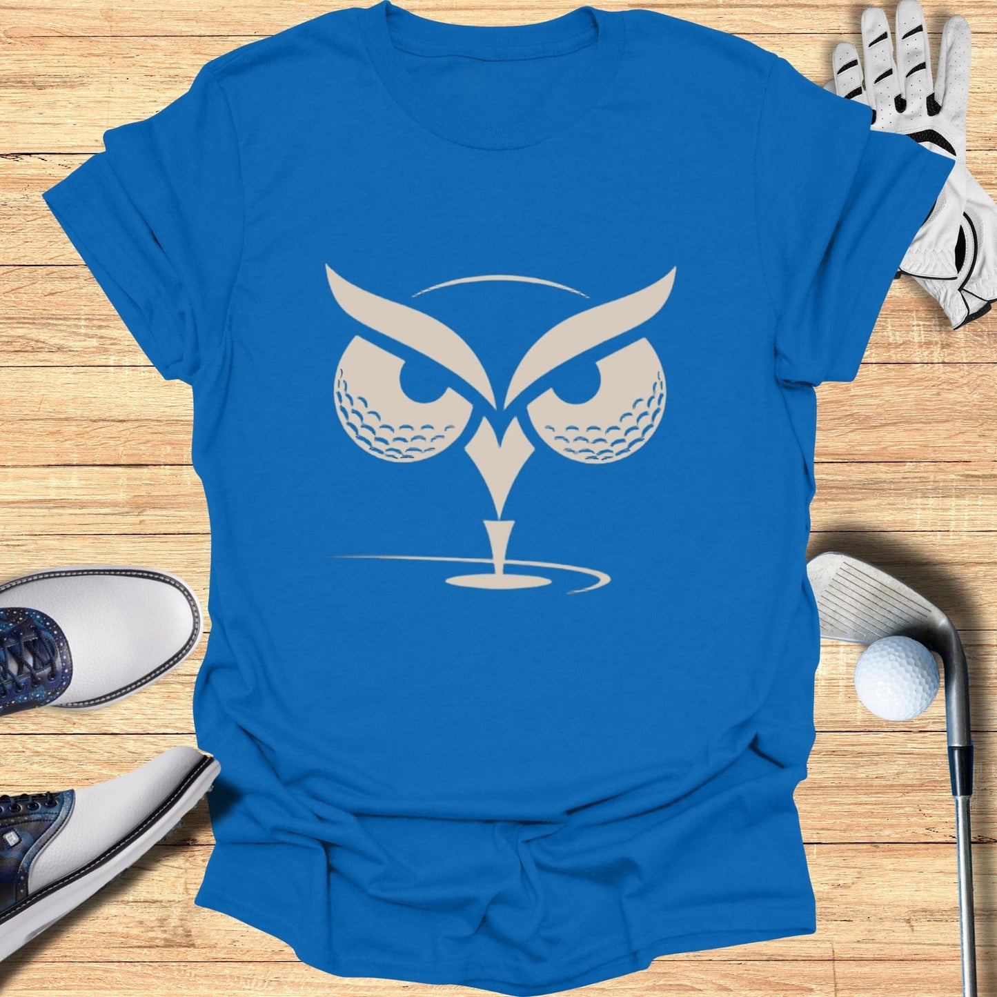 Golf Themed Owl Graphic T-Shirt Ideal for Golf Enthusiasts