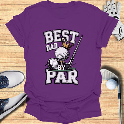Purple t-shirt with "BEST BY PAR" text and golf ball graphic.