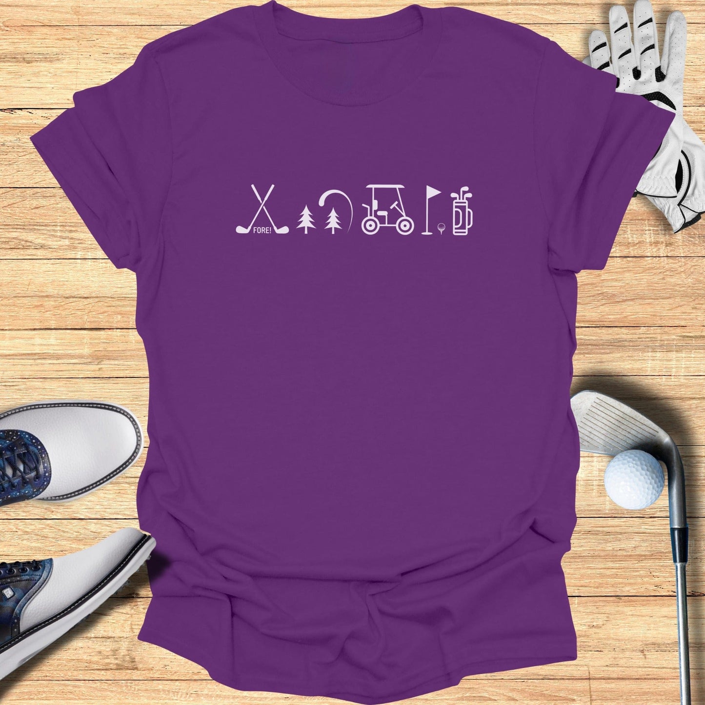 Golfer's Purple Tee with Golf Icons Illustration