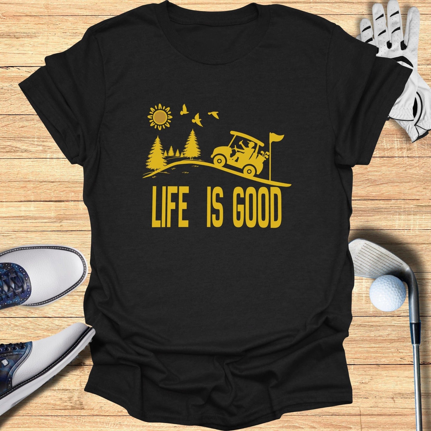 Life is Good Golf Themed Graphic Tee Shirt