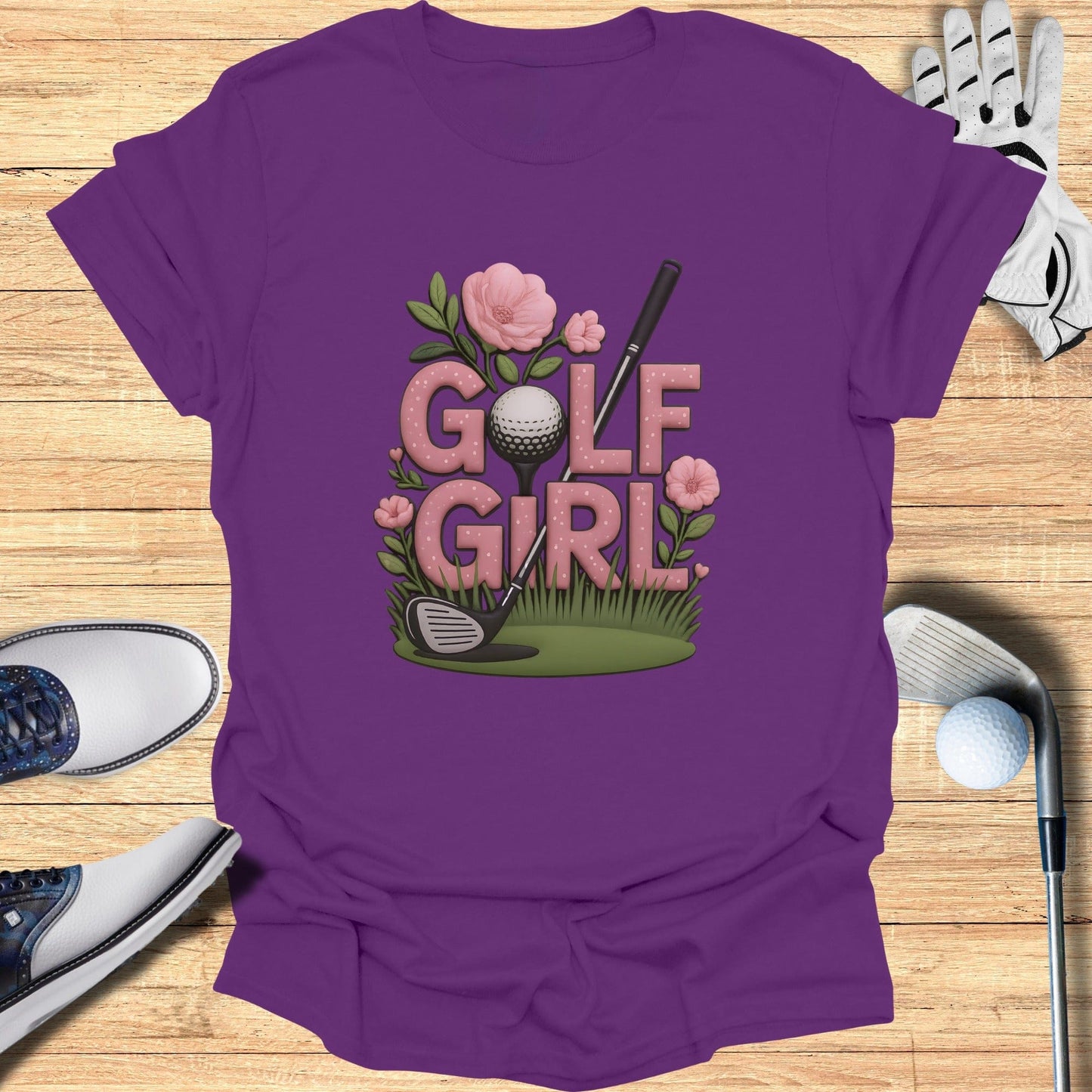 Golf Girl Floral Graphic Tee Shirt Golfing Apparel
