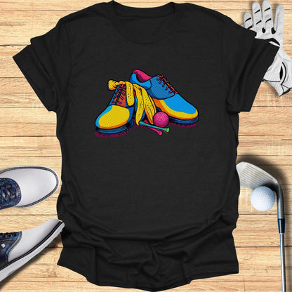 Golf Shoes With Ball Colorful Printed T-shirt