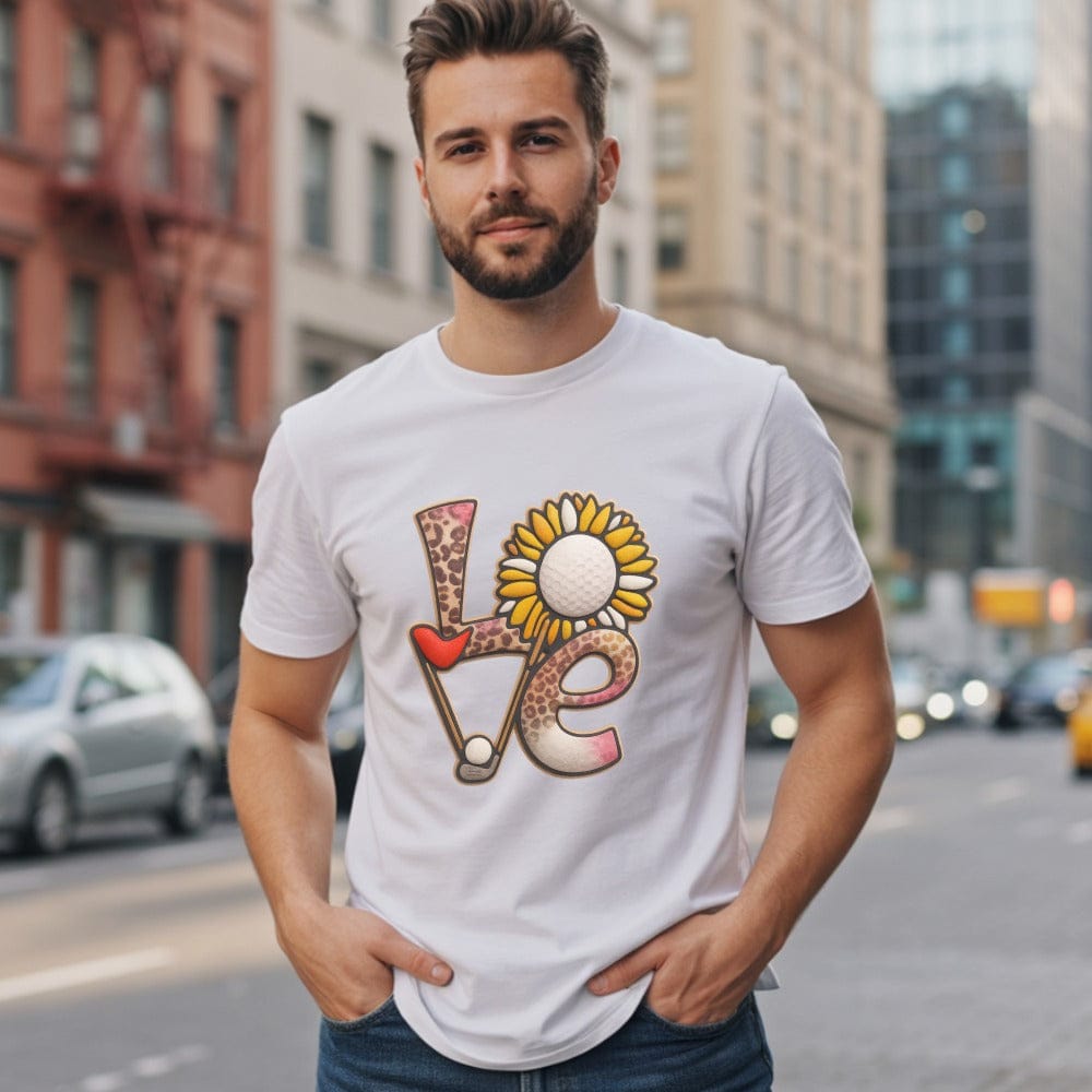 Cute Love Sunflower Golf Themed Graphic T-shirt