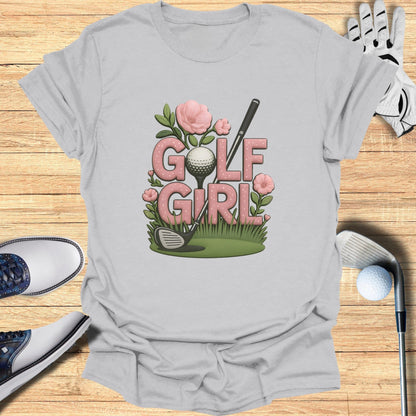 Golf Girl Cute Flowers Graphic Tee Shirt