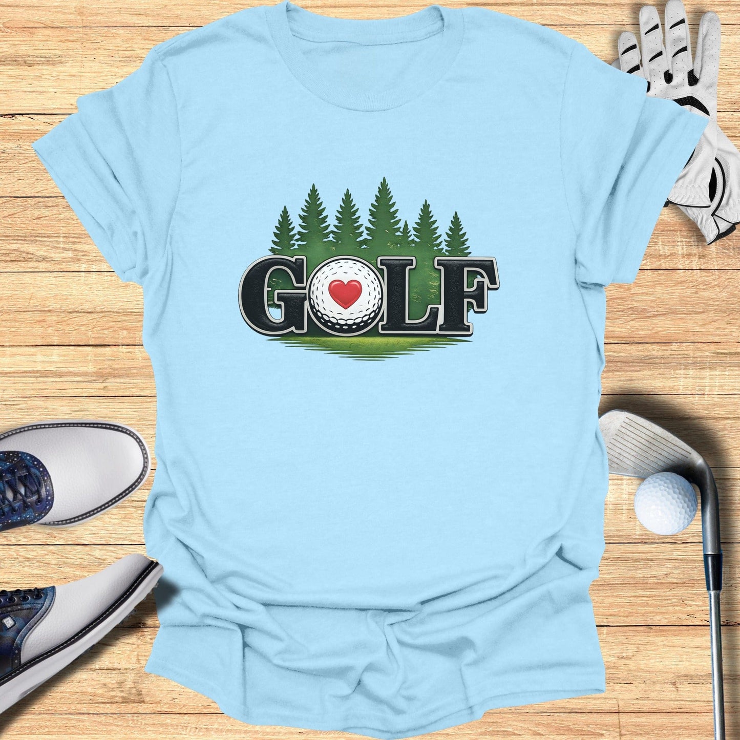 Golf Heart T-Shirt with Tree Background Golf product