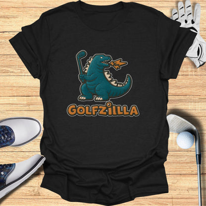 Golfzilla T-Shirt with Cartoon T-Rex Athlete Parody