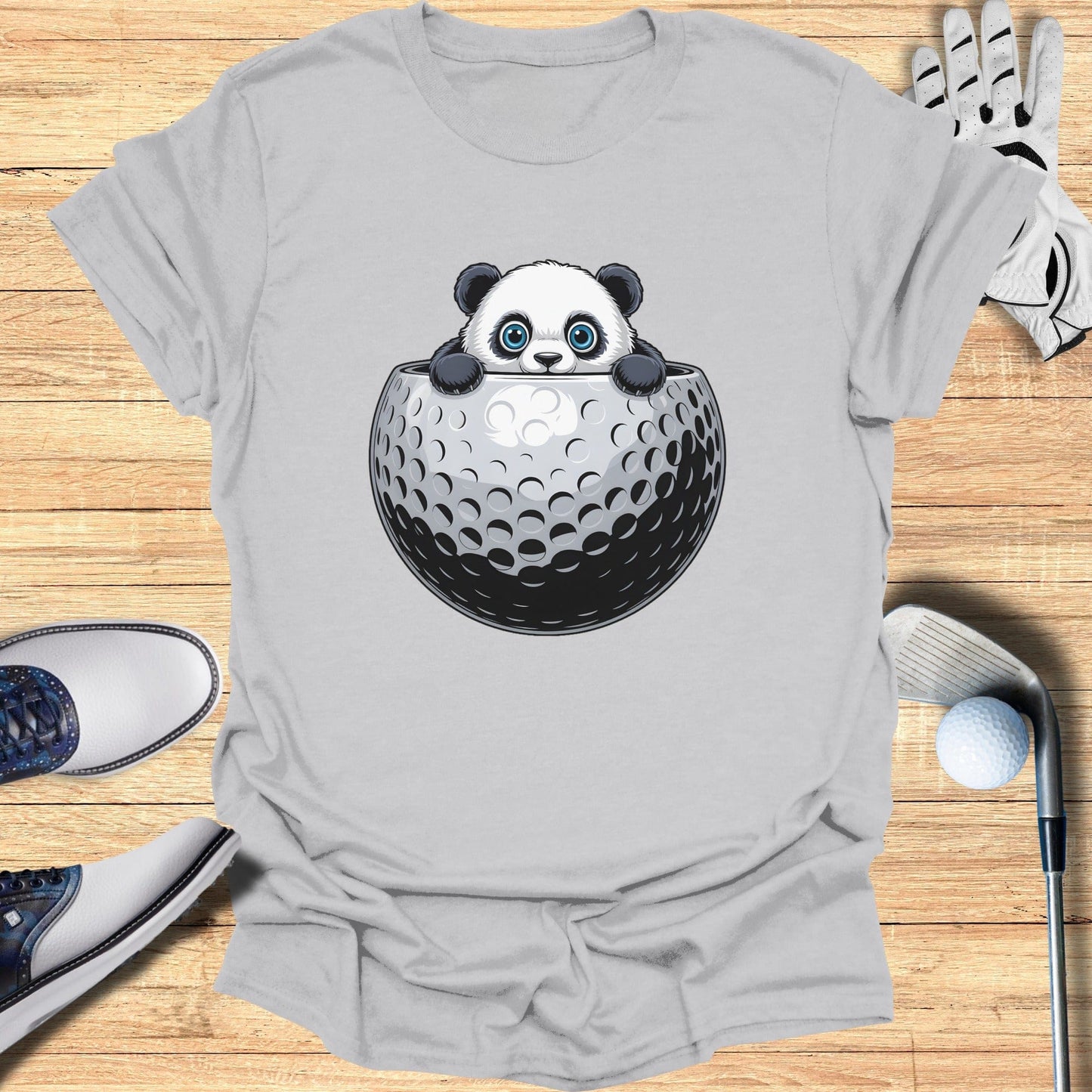 Adorable Panda Popping Out of Golf Ball Tshirt
