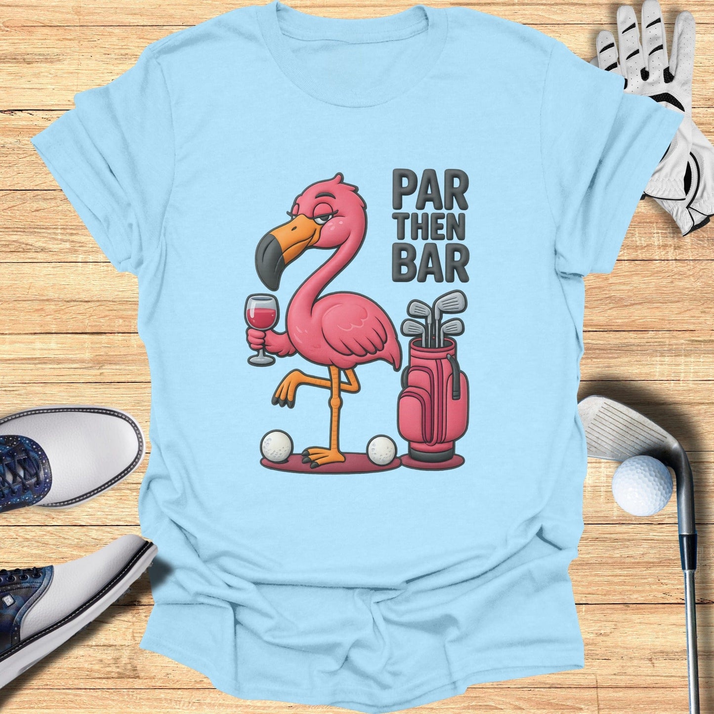 Par Then Bar Flamingo Golf Graphic T-Shirt
