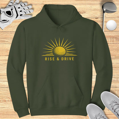 Rise and Drive Hoodie with Sun and Golf Ball Print