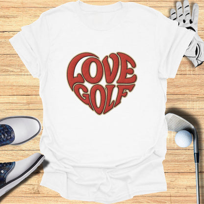 Retro Love Golf Heart Design Golf T-shirt