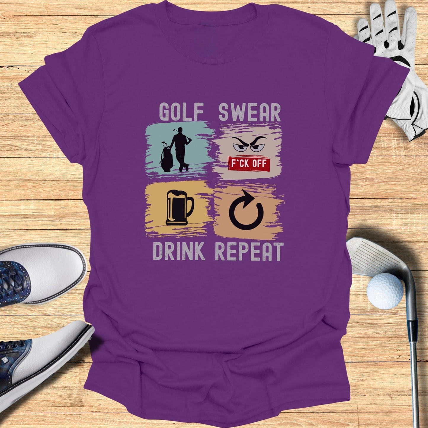 Golf Swear Drink Repeat T-Shirt - Funny Golf Tee by Swing Epic
