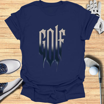 Stylish Blue Tee with Bold Golf Print Shirt