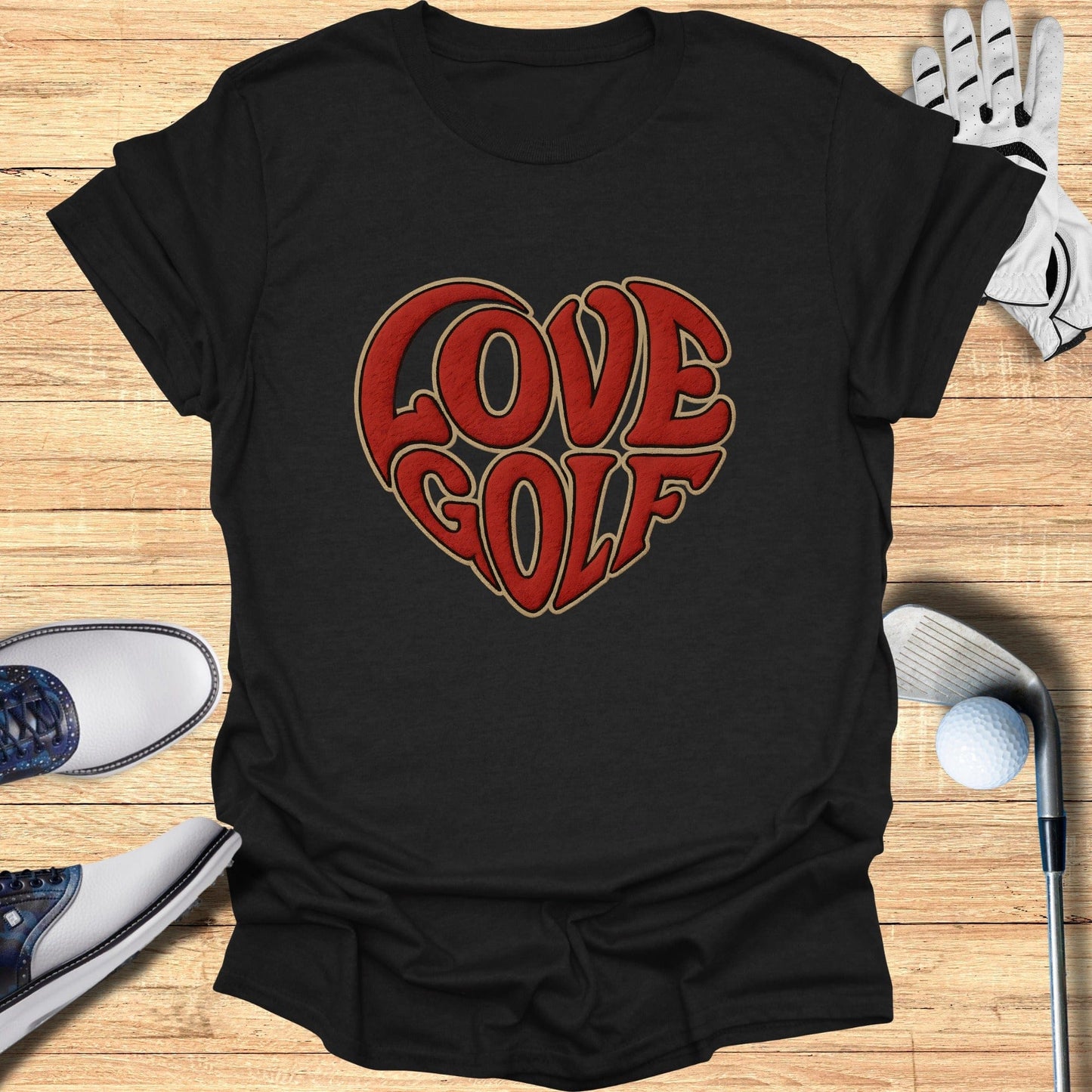 Love Golf Heart Design Graphic Men's T-Shirt Sports Tee