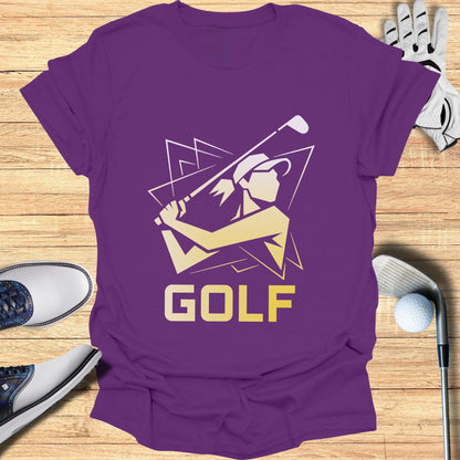 Stylish Purple Golf T-Shirt with Modern Graphic Design