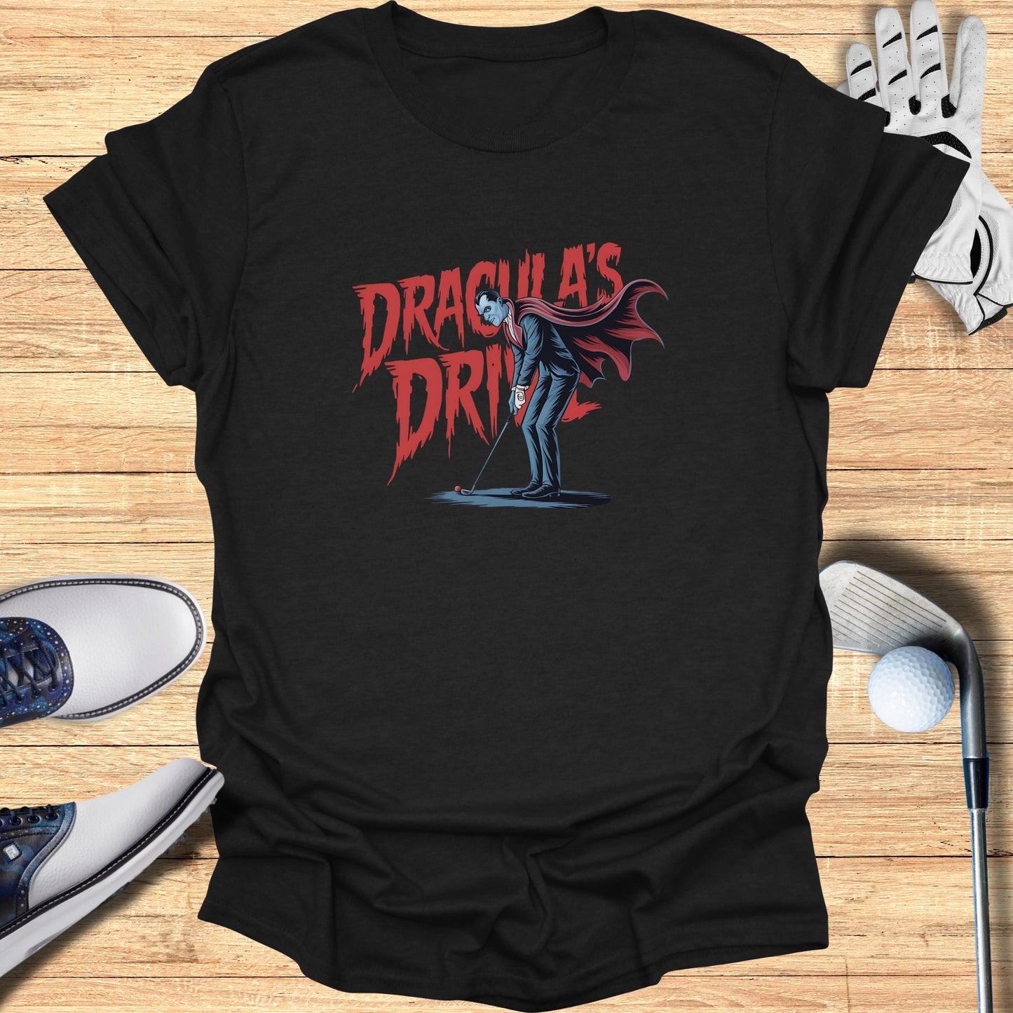 Dracula's Drive Golf T-Shirt Halloween Novelty product