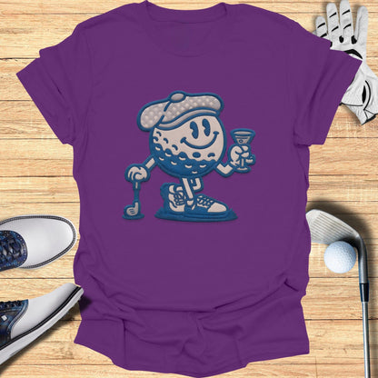 Cartoon Golf Character Holding Drink T-shirt