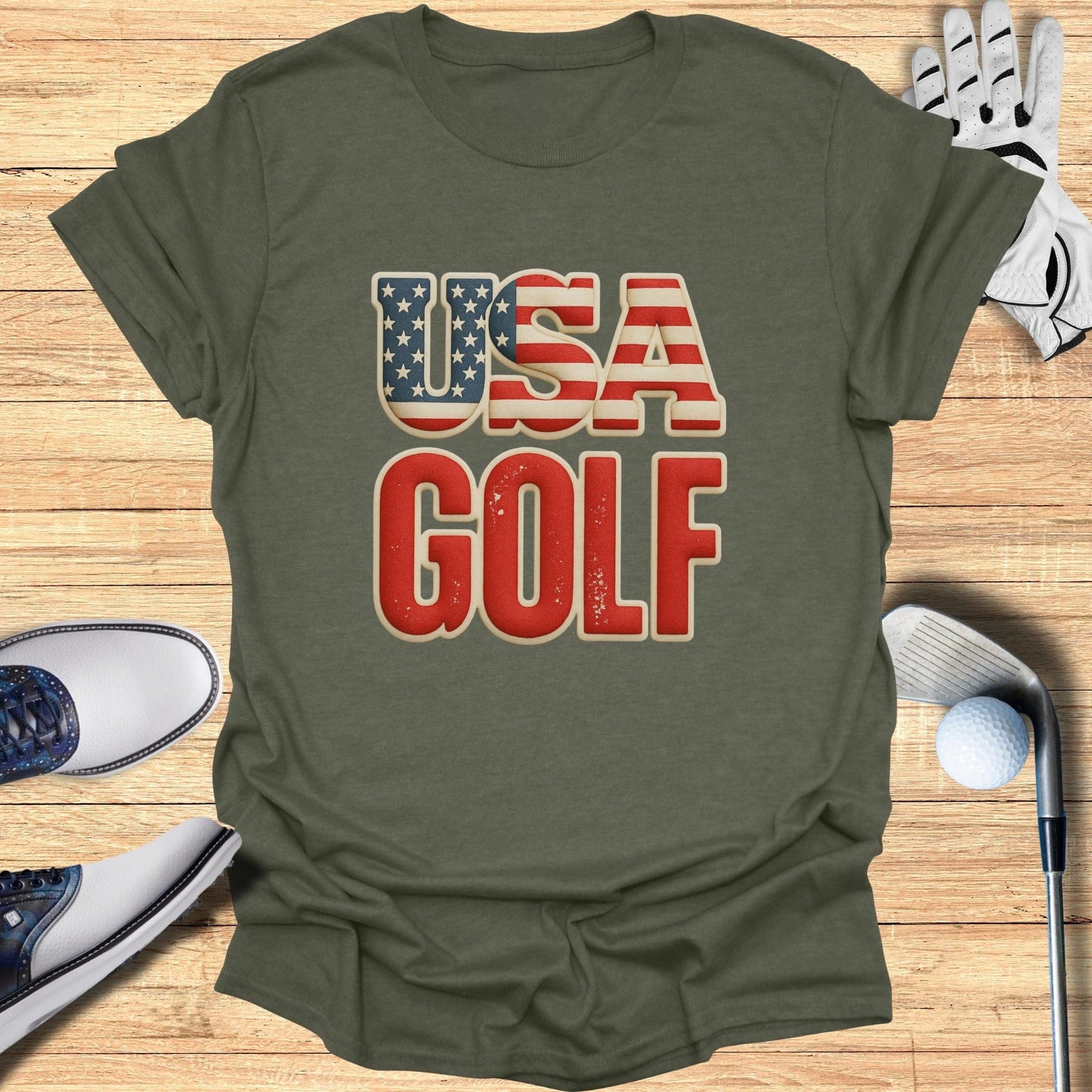 Patriotic USA Golf Graphic Tee for Sports Enthusiasts