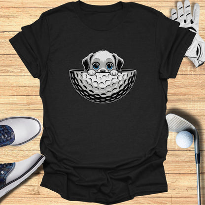 Cute Puppy Peeking Out Of Golf Ball Graphic T-shirt