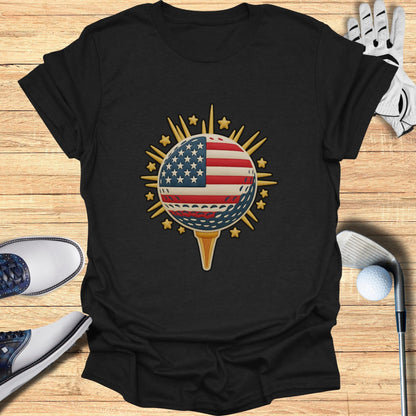 American Flag Golf Ball and Tee Design T-shirt