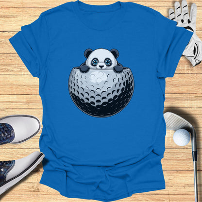Cute Panda Peeking from Golf Ball Graphic Art T-shirt