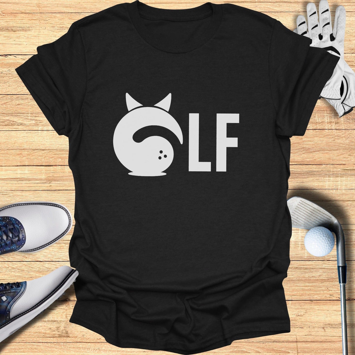 Cat Golf Print Casual T-Shirt for Sports Enthusiasts