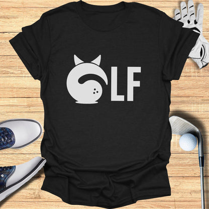 Cat Golf Print Casual T-Shirt for Sports Enthusiasts