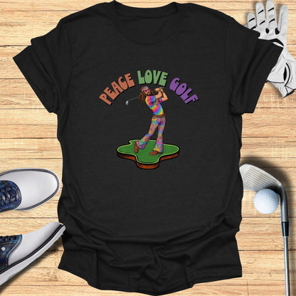 Peace Love Golf Hippie Style T-Shirt for Golf Lovers