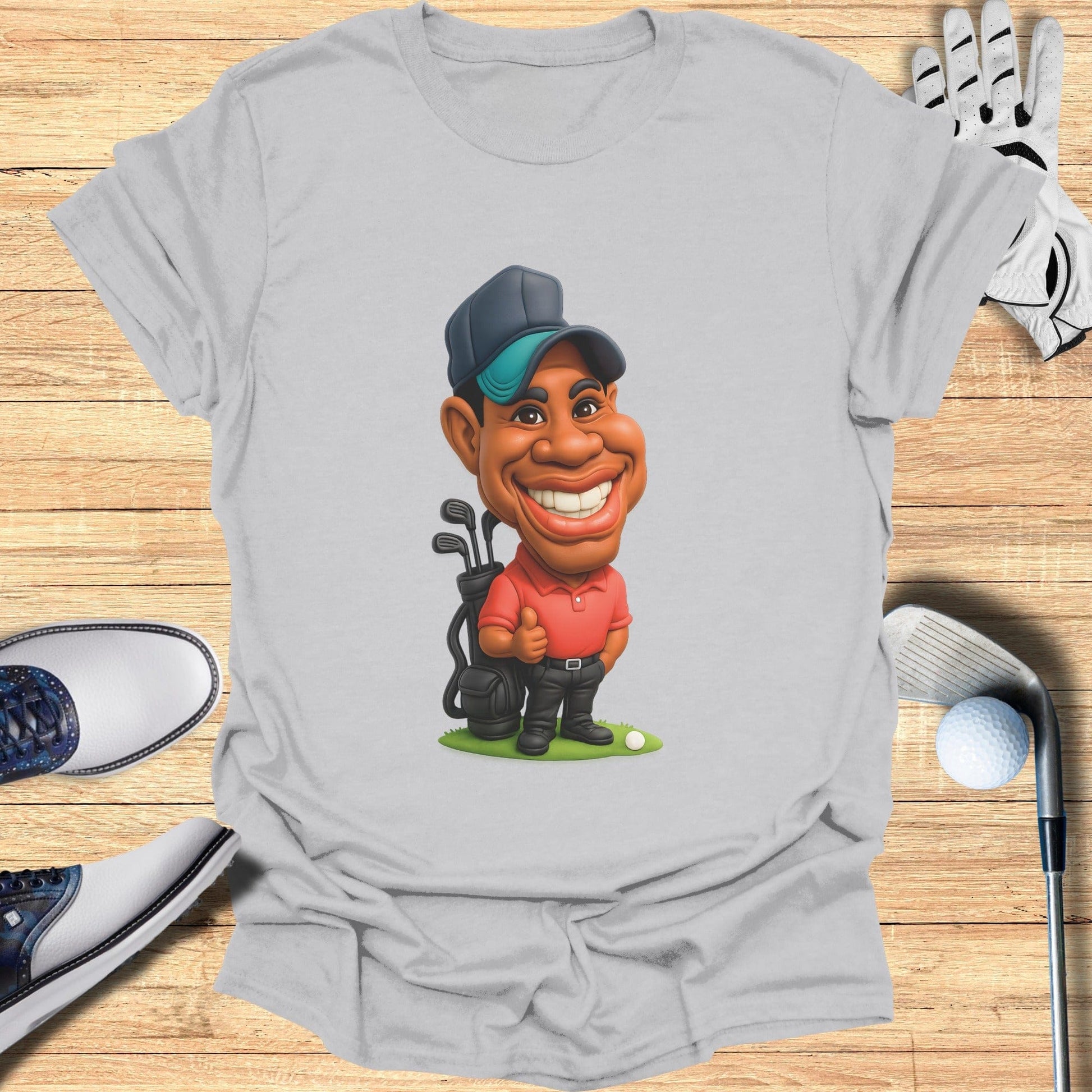 Cartoon Golf Player Graphic T-shirt Fun Sports Tee