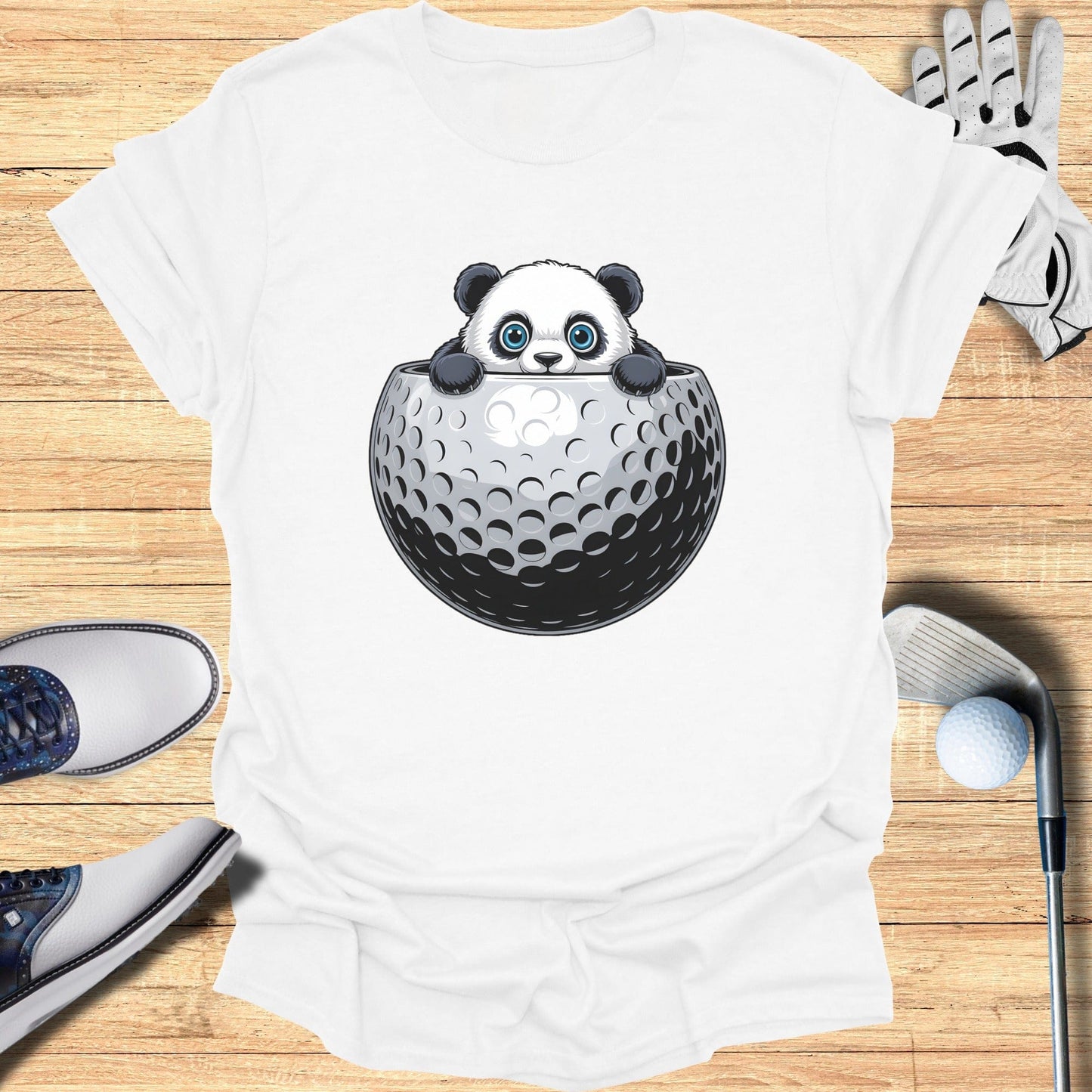 Cute Panda in Golf Ball Graphic T-shirt