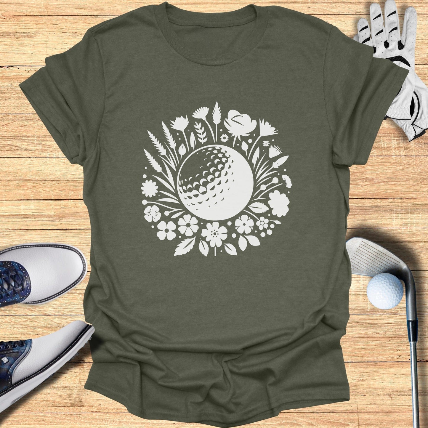 Floral Golf Ball Graphic Tee Trendy Shirt
