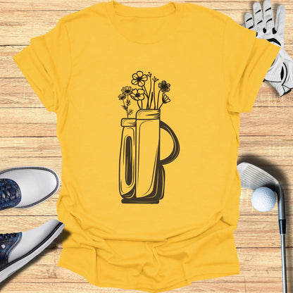 Golf Theme T-Shirt Featuring Flower Vase Drawing