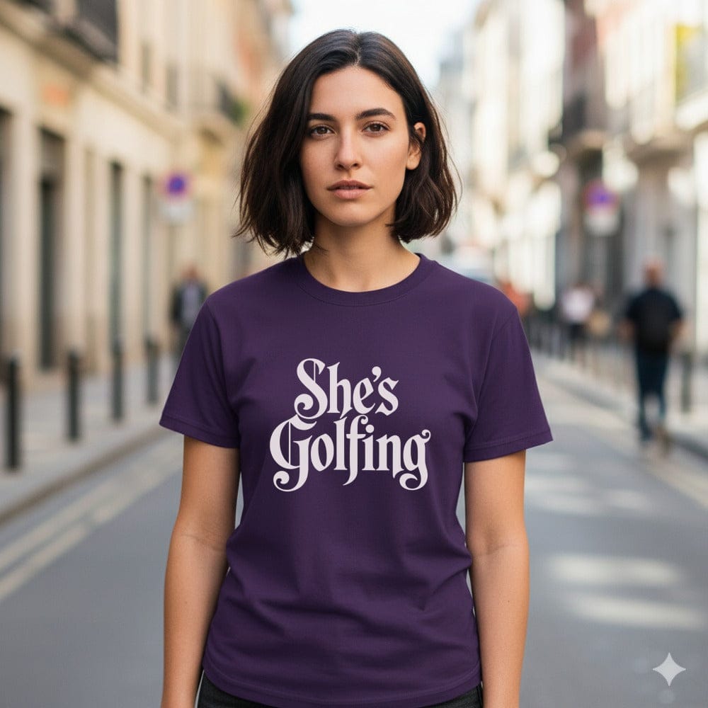 She's Golfing Text Print Graphic tee