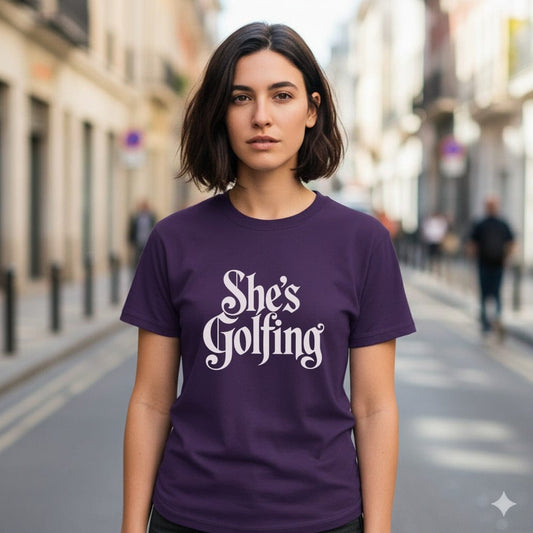She's Golfing Text Print Graphic tee