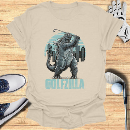 Golfzilla Monster Playing Golf Graphic T-Shirt