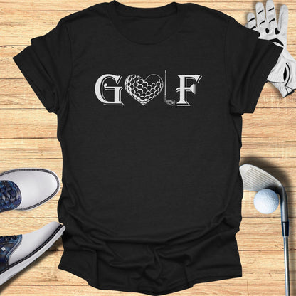 Funny Golf Themed Shirt With Love Heart Shaped Golf Ball
