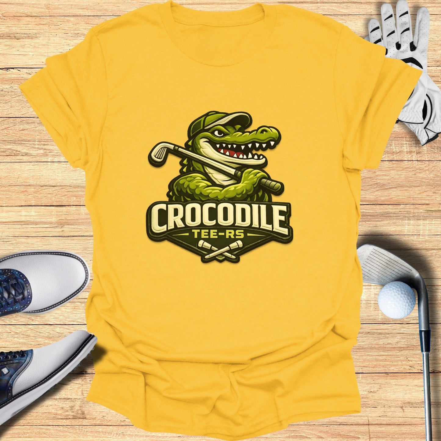 Crocodile Teers Golf Design Yellow T-shirt